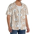 thumbnail image 4 of KLL White Goose Print Men's Shirt Short Sleeve Button Down Summer Cuba Beach Shirts- Large, 4 of 7