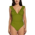thumbnail image 2 of Fotbe Olive Women's Tummy Control Swimsuits Slimming One Piece Bathing Suit Ruffle Wrap V Neck Swimwear-, 2 of 8
