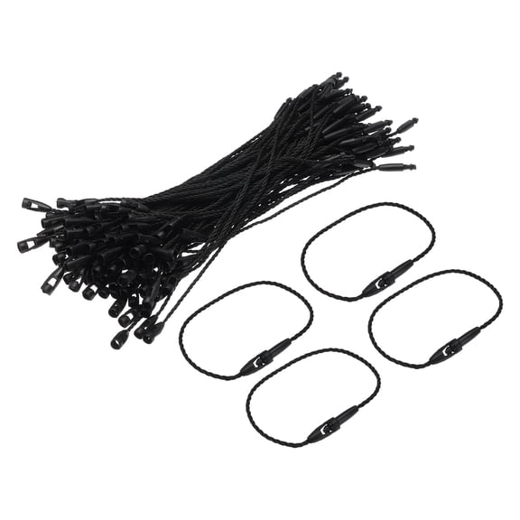 Uxcell Polyester Rope Hang Tag String Snap Lock  Plastic Tags Ties 190mm/7.48" Length,1mm/0.04" Dia,Pack of 100,Black