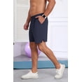 thumbnail image 3 of QDG Mens Athletic Running Shorts Quick Dry Shorts Lightweight Sports Gym Basketball 7inch Hiking Tennis Navy Blue L, 3 of 10