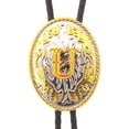 thumbnail image 2 of Mens Golden Bolo tie Western Initial Letter A to Z Cowboy Aalphabet Bola Tie, 2 of 6