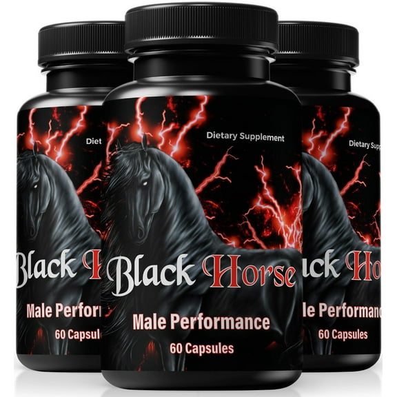 (3 Pack) Black Horse Pills – Official BlackHorse All-Natural Vitamin for Physical Health & Overall Well-Being, Premium Capsules for Energy, Vitality & Wellness Support, Reviews (180 Capsules)