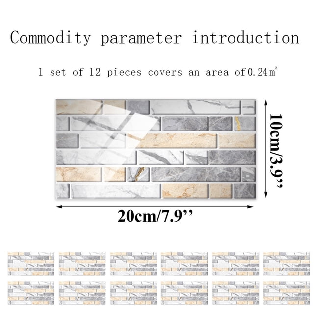 JJKBVCLO Decoration Adhesive Crystal Wall Tile Stickers 1PC Kitchen Sticker 2D Bathroom Self Sticker Wall Tile ArtsCrafts & Sewing