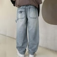 thumbnail image 4 of WMQPNNS Boys Jeans Kids Fashion Boys Pants Size 10 Baggy Elastic Waist Straight Leg Skater Denim Pants Casual Loose Streetwear with Pockets(A-Blue, Size 9-10 Years), 4 of 9