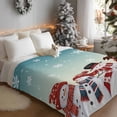 thumbnail image 3 of Snowman Snowflakes Flannel Blanket for Bed,Travel and Camping, Christmas Striped Scarf Super Soft Cozy Blanket for All Seasons 50"x60", 3 of 9