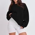 thumbnail image 6 of Evdexr Womens Sweatshirts Long Sleeve Oversized Fleece Crew Neck Solid Color Casual Loose Pullover 2025 Winter Clothes Black S, 6 of 7