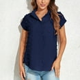 thumbnail image 3 of Bigersell Ladies Summer Tops Women's Casual Fashion Summer Chiffon Short Sleeve Button Cardigan Shirt Tops Blouse Women Peplum V-Neck Short Sleeve Summer Tops Style B53033, Navy L, 3 of 6