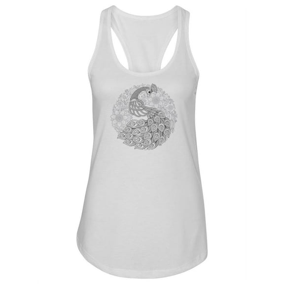 Peacock In Zentangle Tank Women -Image by Shutterstock, Female x-Small