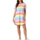 thumbnail image 2 of Camisón T-shirt de mujer INSPIRE CHIC, vestido de rayas coloridas, camisón de manga corta, 2XL, color claro, 2 of 6