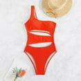 thumbnail image 5 of Fengqque Women's Solid Color Backless Sexy All-In-One Hollow Out Bikini Swimsui Set Swimsuit, 5 of 9