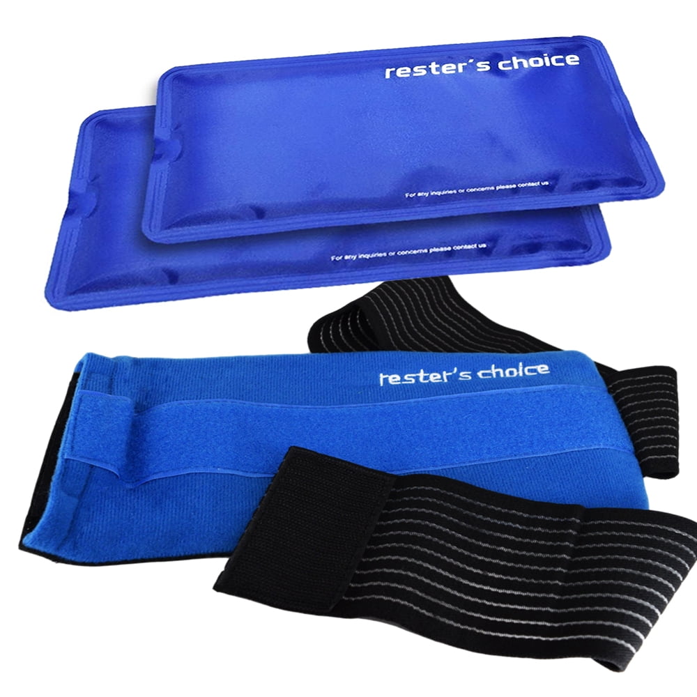 Gel Cold Hot Packs 2 Piece Set 5x10 in with Adjustable Wrap. Reusable Warm or Ice Packs for Injuries Hip Shoulder Knee Back Pain Hot Cold
