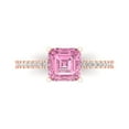 thumbnail image 2 of 2.7ct asscher cut pink Zircon 18k rose gold Bridal Wedding Engagement Promise Anniversary Ring for Women size 4.75, 2 of 7