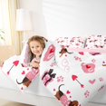 thumbnail image 4 of Homewish Pet Dogs Lover Queen Comforter Set,Cute Cartoon Dachshund Bedding Sets,Pink Paws Loves Bedding Comforter Set For Girls Boys,Breathable Bedroom Decor Reversible,3-Piece, 4 of 8
