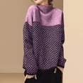 thumbnail image 1 of Cameland Pull pour Femmes, Pull à Col Roulé Patchwork, Pull Tricoté, Hauts de Mode Décontractés, 1 of 6