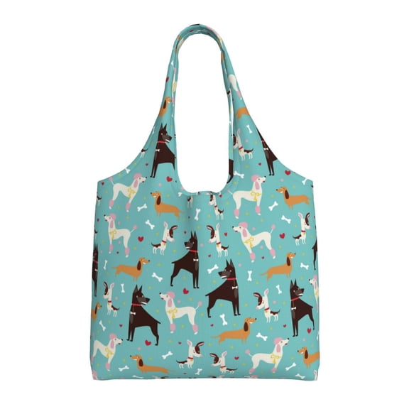 Vsdgher Cute Dog Print canvas Tote Bag, Lightweight Cloth Bags, Suitable for shopping, groceries, travel