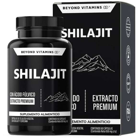 Shilajit Ultra Puro Del Himalaya Con Raíz De Cúrcuma (curcumina) | Extract De Resina De Shilajit En Polvo Con Curcuminoides | Alto En Ácido Fúlvico - Vitaminas Mujer / Hombre - 60 Cápsulas