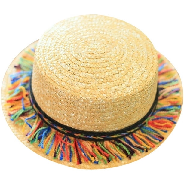 GOOHOCHY Sombrero de playa Sombrero de sol elegante con sombrero de paja de borla Sol Gombado diario