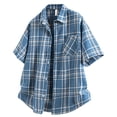 thumbnail image 2 of Maean Plus Size Womens Plaid Shirts Button down Oversized Baggy Tops Short Sleeve Casual Cover up, 2 of 7