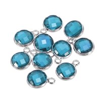 Crystal Birthstone Charm December Pendant Drop Beads Lake Blue for Jewelry Making, Bracelets, Pack of 10