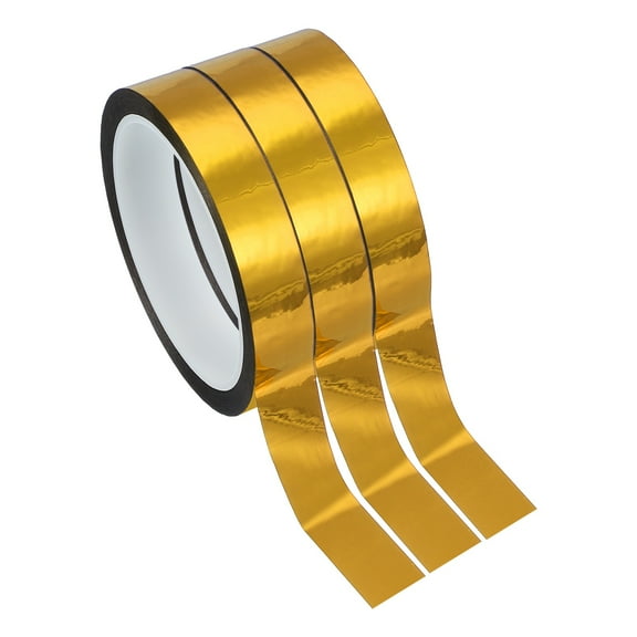 Metalized Polyester Film Tape 11/16 in x 55 Yard, Glossy Golden Adhesive Mirror Tape, 3 Pcs