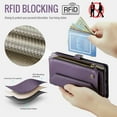 thumbnail image 2 of for iPhone XR Rugged Case, Classic PU Leather Shoulder Strap Wrist Strap Zipper Pocket RFID Blocking Wireless Charging Kickstand Case Cover for iPhone XR, Purple, 2 of 10