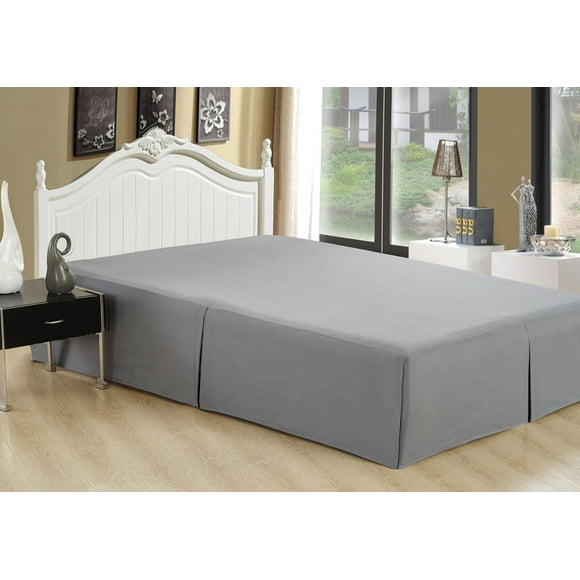 Marina Decoration Ultra Soft Silky Hotel Quality All Season Deep Pocket 16 Inch Drop Solid Tailored Rayon from Bamboo Bed Skirt, Grey Color