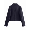 thumbnail image 5 of Women'S Coats Lapel Cropped Jacket Button Down Casual Varsity Jacket with Pockets Navy Blue S, 5 of 8