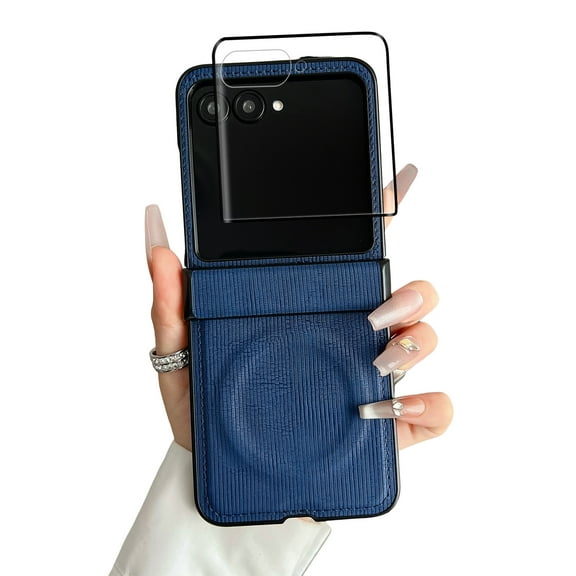 Dteck for Motorola Razr 2025/2024 Case with Hinge Protection & Front Screen Protector, Shockproof Rugged Full Body Protective Phone Case for Moto Razr 2025,Blue