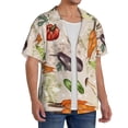 thumbnail image 2 of Balery Cute Vegetables Camisa Casual de Manga Corta con Botones para Hombre, Texturizada, Estilo Cubano, para Playa, Verano-Small, 2 of 5
