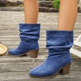 thumbnail image 6 of Willtoo Women's Faux Suede Ankle Boots, Slouchy Ruched Chunky Heel Booties, Round Toe Comfortable Pull-On Casual Shoes, 6 of 6
