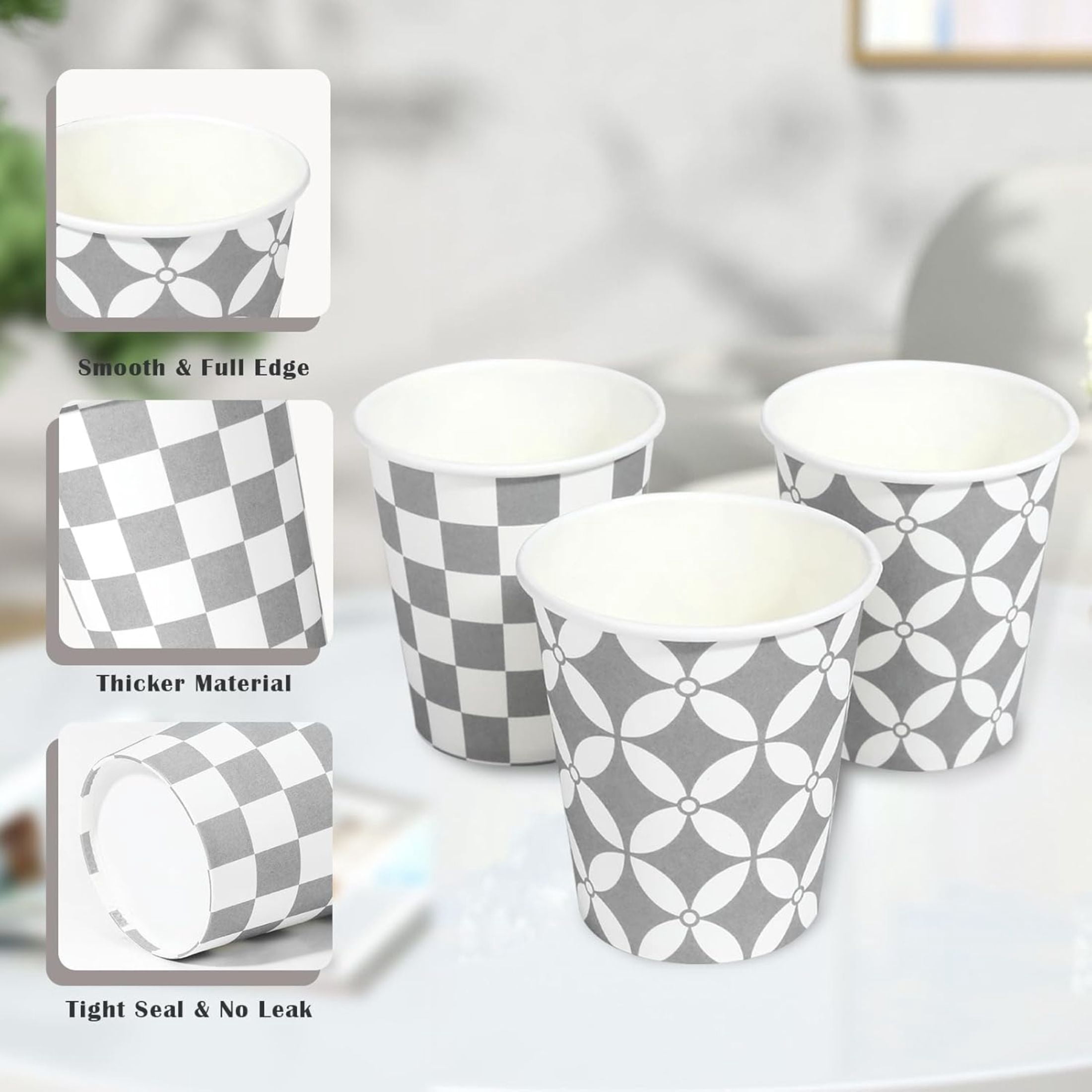 Lamosi Disposable Paper Cups Gray Small 5 oz Cups, 300 Count