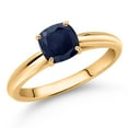 thumbnail image 2 of Gem Stone King 0.70 Ct Cushion Blue Sapphire 10K Yellow Gold Engagement Ring (Size 7), 2 of 4