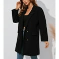 thumbnail image 2 of Defitshape Women's Winter Coat Fall Coats Long Fashion Lapel Spring Casual Fitted Comfy Warm Cotton Outerwear Black 12, 2 of 4