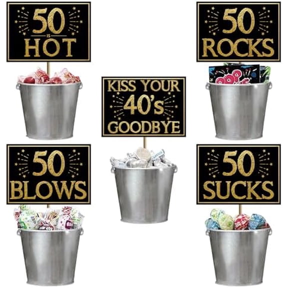 50th Birthday Table Signs for 50th Birthday Decorations Men Women 5Pcs 50th Table Centerpieces Happy 50th Party Favors