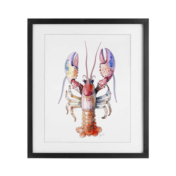 Stupell Industries Coastal Coral Claw Lobster Black Framed Print Under Glass, 13 x 16, by Shelly Craig