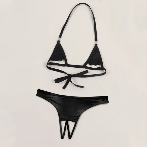 Sexy Lingerie for Women, Two Piece Sheer Matching Seamless Bra and Naughtie Low Rise Hotpants Panties