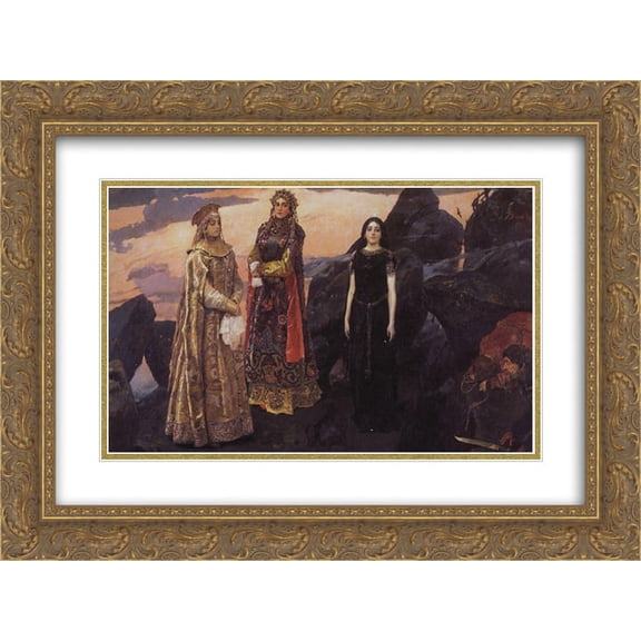 Viktor Vasnetsov 2x Matted 24x18 Gold Ornate Framed Art Print 'Three princess of the Underworld '