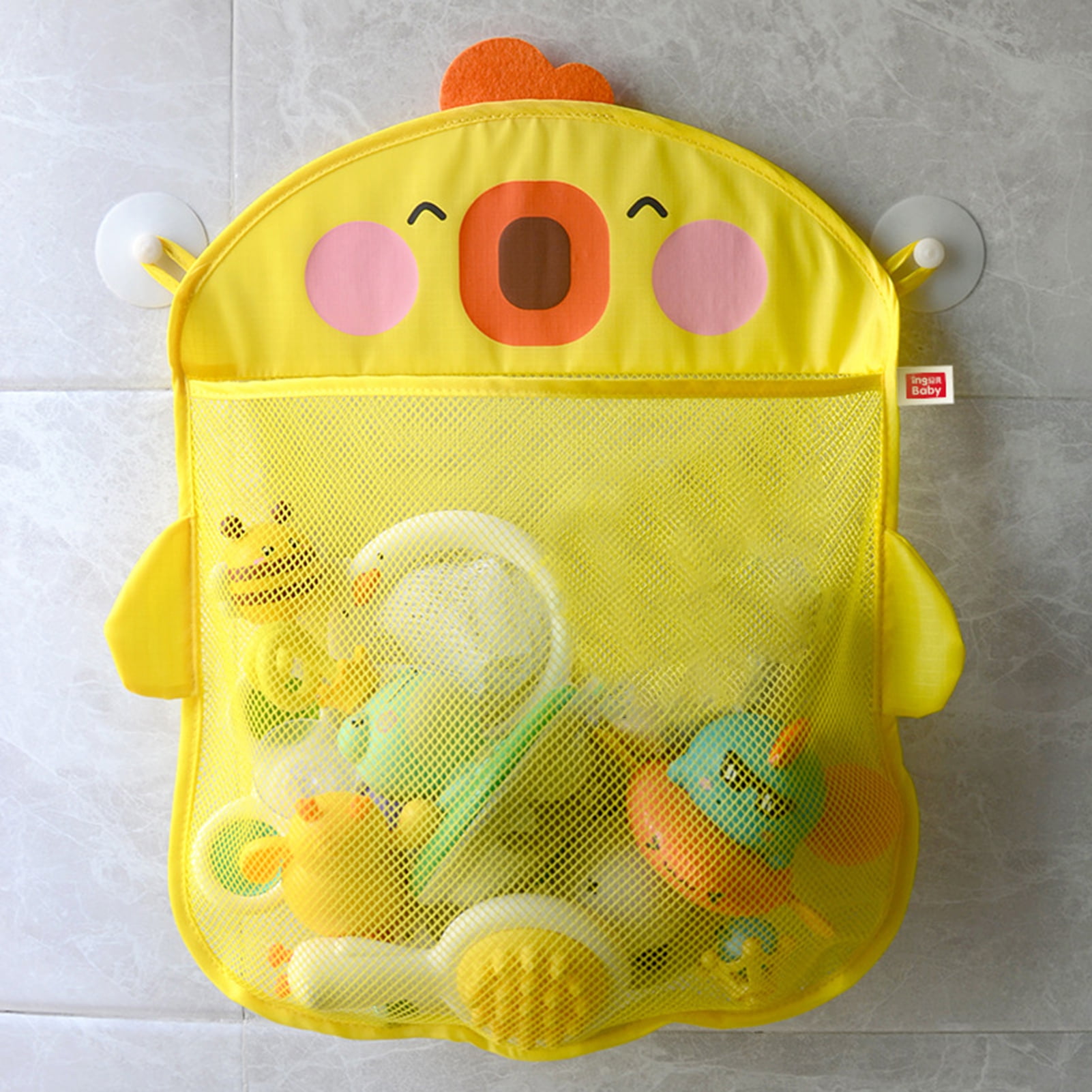 Hadanceo Shower Toy Organizer Wall Mounted Cute Duck Toy Mesh Bag