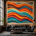 thumbnail image 6 of Wavy Bands with Teal and Burnt Orange Motifs, Energetic Abstract Style for Boho Decor Lovers, Geometric Wall Decor Housewarming Gift, Tapestry Wall Hanging for Bedroom and Dorm, 6 of 7