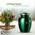 thumbnail image 2 of Ottillie Paws Series Pet Cremation Urn - Medium, Marine Green Painted Finish/Horizontal Pewter Paws, 2 of 4