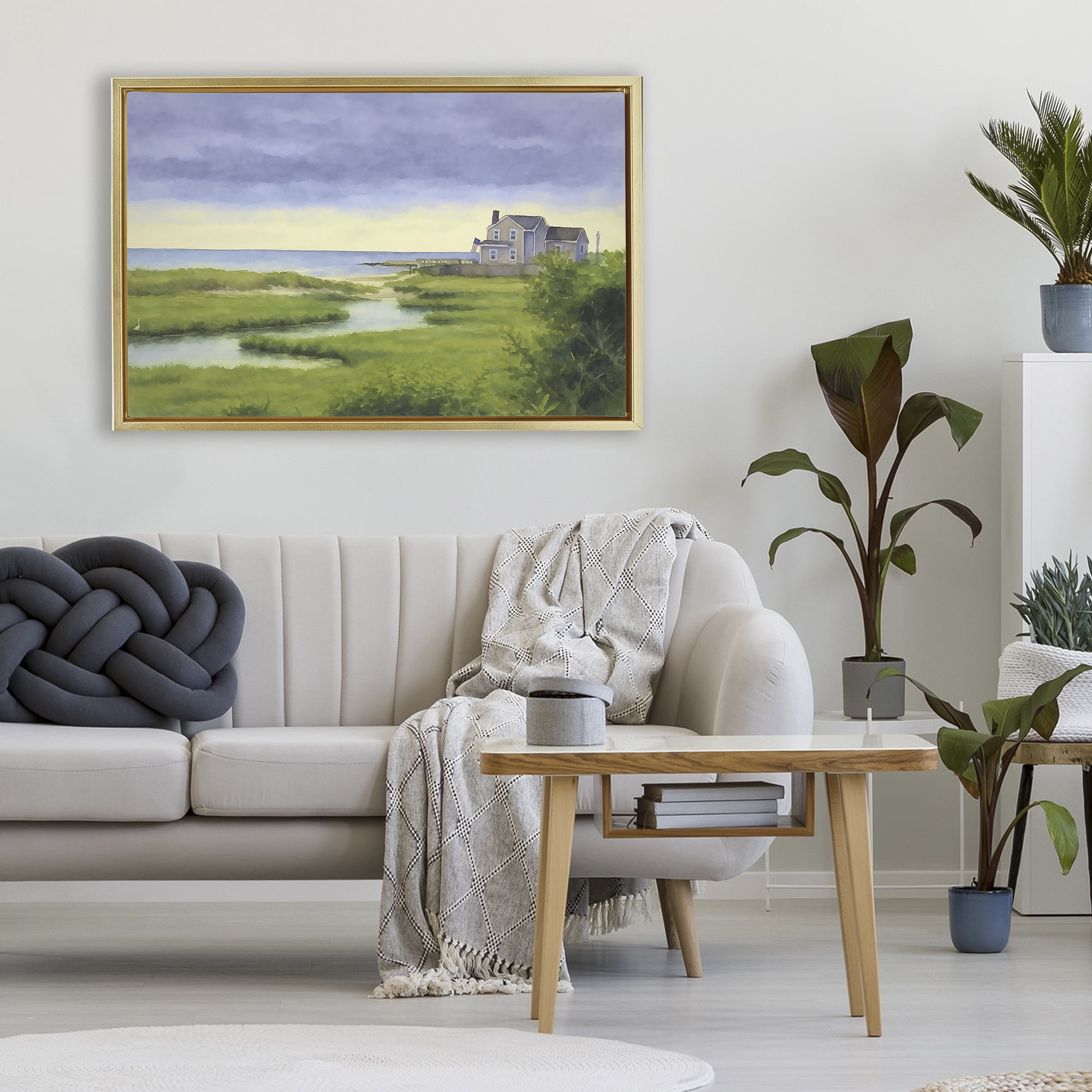 Stupell Industries Marshside Serenity on Cape Gold Framed Floater Canvas Wall Art, design by Grotto Studios