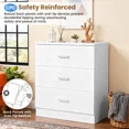 thumbnail image 6 of Enyopro Dresser for Bedroom, Wood 3 Drawer Dresser Storage Drawer, White Living Room Hallway Closets Drawer Chest, 6 of 9
