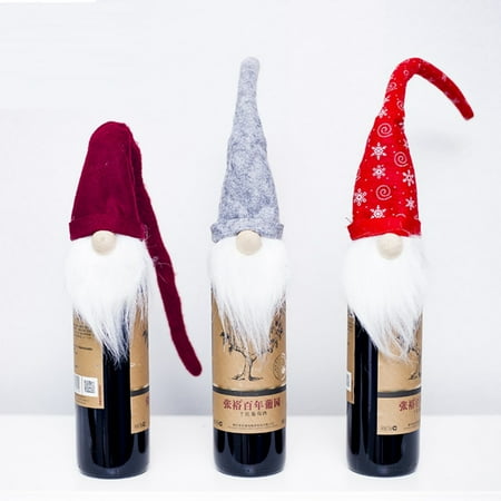 Holiday Wine Stoppers Sale Swedish Gnome Wine Bottle Cover Mini Tomte Bottle Topper Christmas Decoration Home Holiday Wedding Party Favor ()