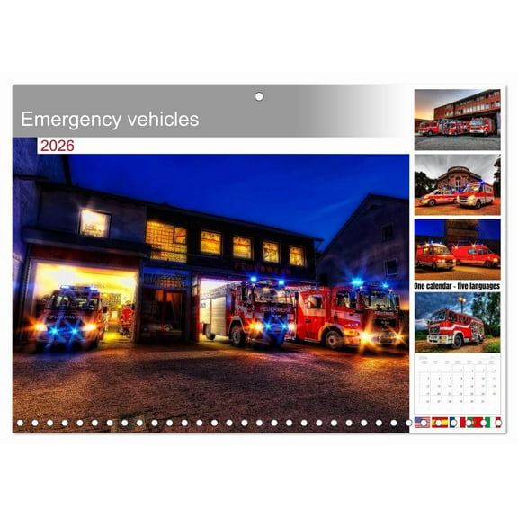 Emergency vehicles (Monthly Wall Calendar 2026 11.7 x 16.5 (open)), CALVENDO 14 Month Calendar