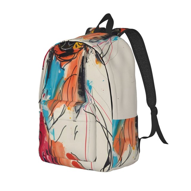 Fotbe Colorful Dachshund Art Mochila de Lona con Estampado, Mochila Duradera, Mochila Versátil de Alta Calidad, Mochila Compacta Vintage-Medium