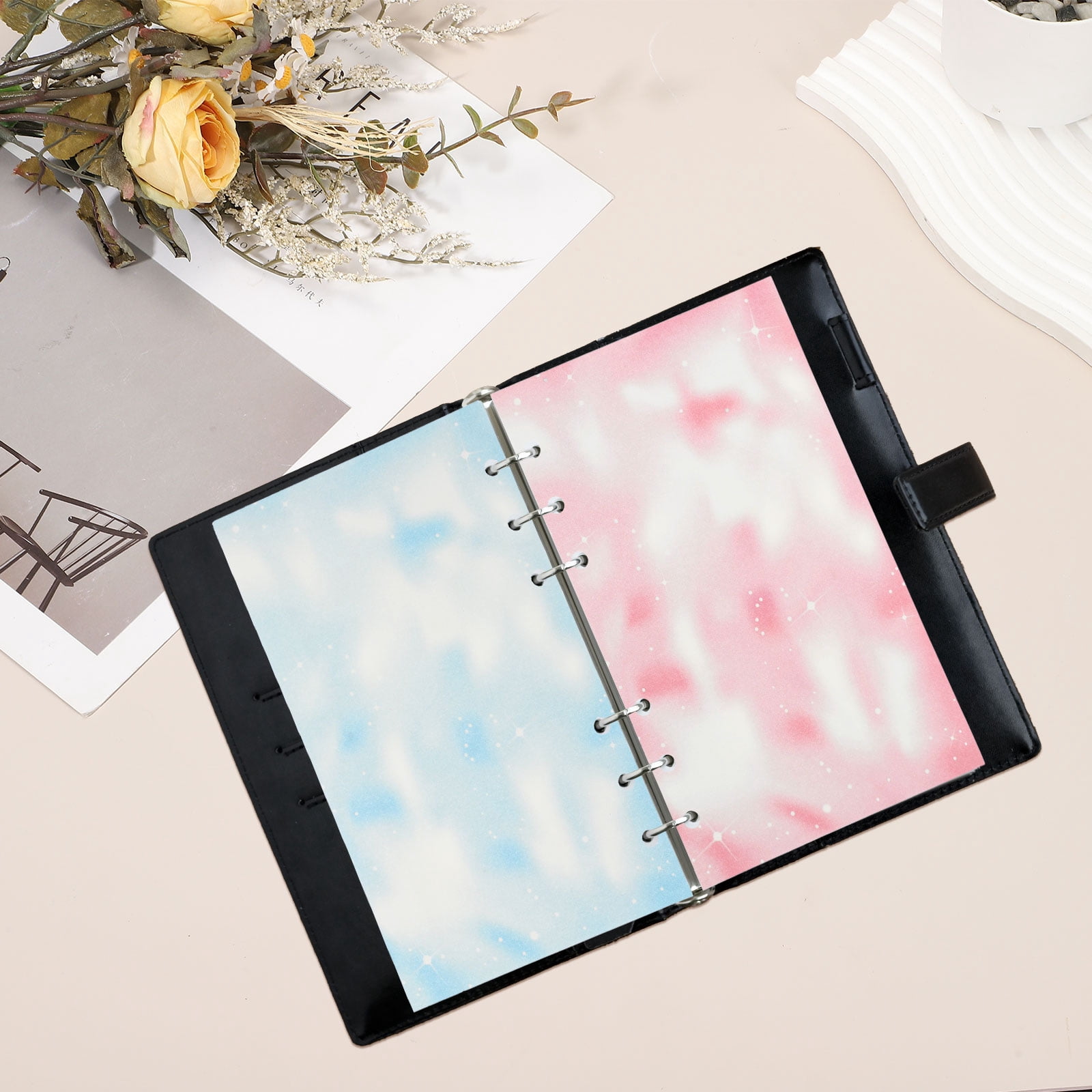 A6 Loose Leaf Paper, 160 Sheets 6.7 x 4" Grid Notebook Paper Filler Binder Refill for 6 Ring Binder Note Taking Planner Journals Professionals, Pink