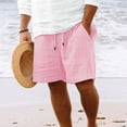 thumbnail image 2 of AHTJRT Men's Casual Ribbed Knit Shorts with Elastic Waist and Pocket for Summer Beach Vacations Pink S, 2 of 6