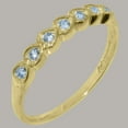 thumbnail image 2 of LBG British Made 9k Yellow Gold Natural Aquamarine Womens Eternity Ring - 33 size options - Size 5, 2 of 9