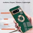thumbnail image 3 of for Google Pixel 8 Pro Case with Ring Holder Magnetic Aesthetic Google Pixel 8 Pro Phone Case Silicone Soft TPU Thin White Cover 360° Rotatable Metal Kickstand (Dark Green), 3 of 14