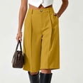 thumbnail image 6 of Karymi Women's Pants High Waist Bermuda Shorts, Pleated Wide Leg Dressy Shorts with Pockets, Casual Tailored Knee-Length Suit Shorts Linen&nbsp;Pants&nbsp;Women, 6 of 7